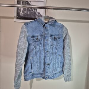 Abercrombie Kids Blue Denim Jacket with Gray Sleeves